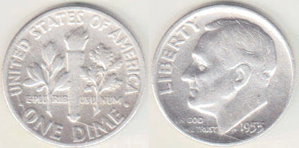 1953 USA silver 10 Cents (Dime) A005098